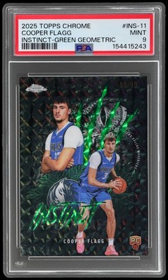 2025-26 Topps Chrome Cooper Flagg #INS-11 PSA 9 RC Instinct Green Geometric Mint