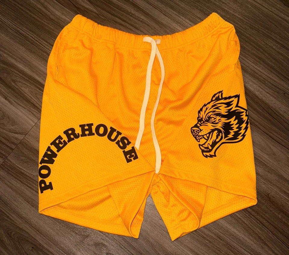Darc Sport Powerhouse 健身房狼黄色健身房短裤男式 X-大号全新带标签 107/500 — 第 2/4 张图片
