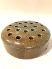 Vintage Pottery w/ Green Drip Flower Frog