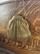 Vintage Whiting and Davis Gold Mesh Evening Bag Art Deco Purse