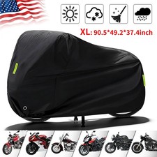 Waterproof Motorcycle Cover Heavy Duty Outside Storage Snow Rain UV Protect - XL