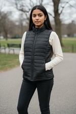 Lands' End Puffer Vest Girls Sz Large 14-16 Black Quilted Goose Down