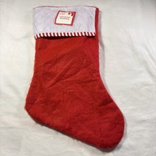 Holiday Style Plush Stocking Red White Plain