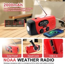 Emergency Hand Crank Solar Radio AM FM NOAA Wind Up Dynamo Power Bank LED Light