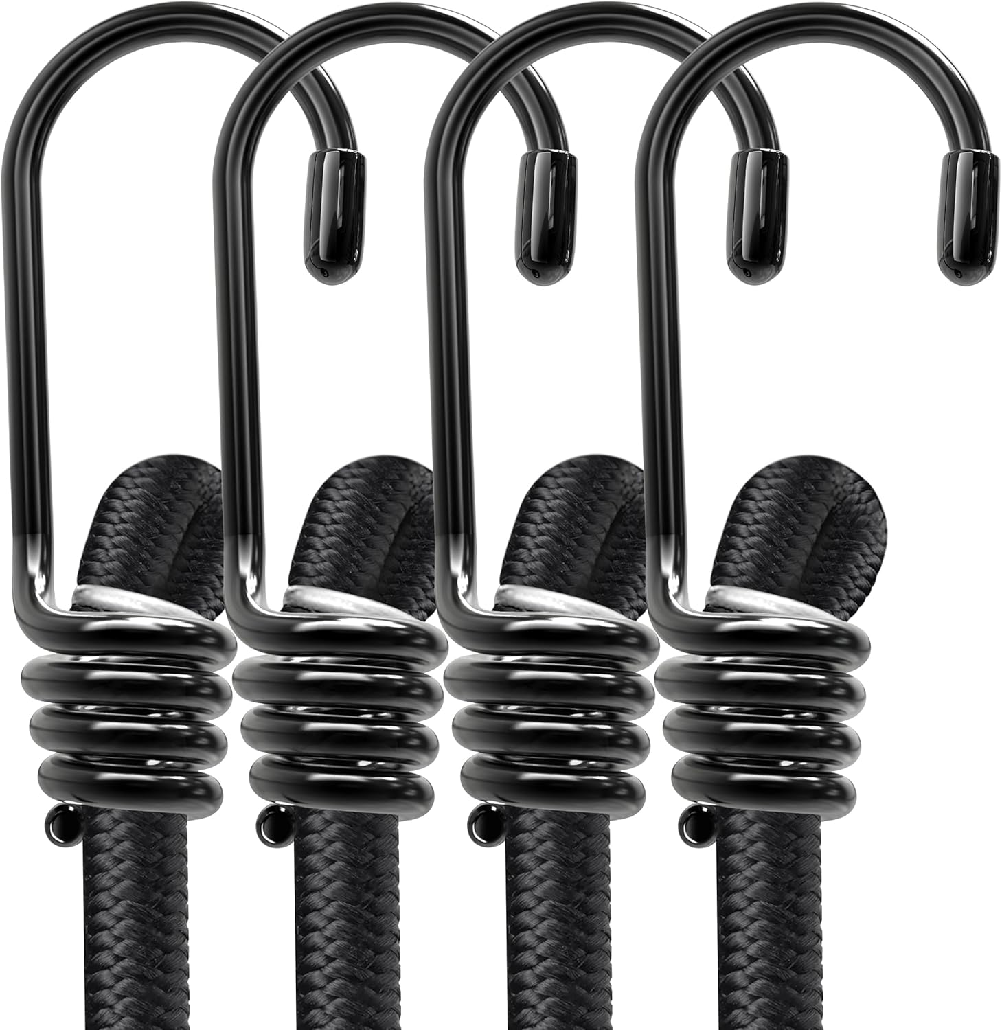 Bungee Cords with Hooks 70Cm Pack of 4 Latex Made Heavy Duty Weatherproof & UV -