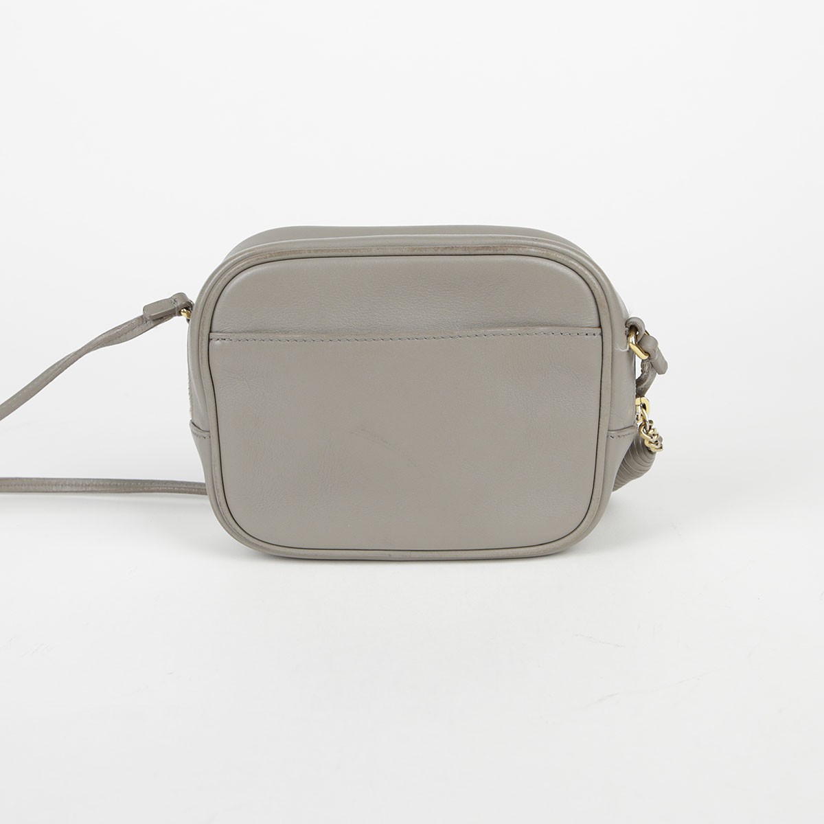 Borsa a tracolla e tracolla Saint Laurent grigia in pelle con monogramma blogger 425317