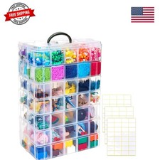 Bead Organizer 7 Tier 70 grid Stackable Craft Tackle Storage Container  Stac...