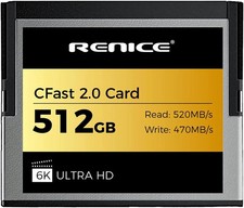 RENICE 512GB CFast 2.0 Memory Card-Up to 520MB/s Read -RAW 6K HD Video For Video