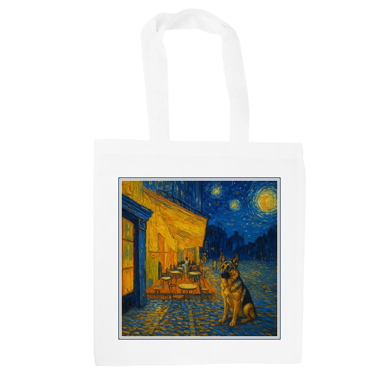 Van Gogh German Shepherd Tote Bag - Shopping Bag Artwork Gifts for Dog Lovers