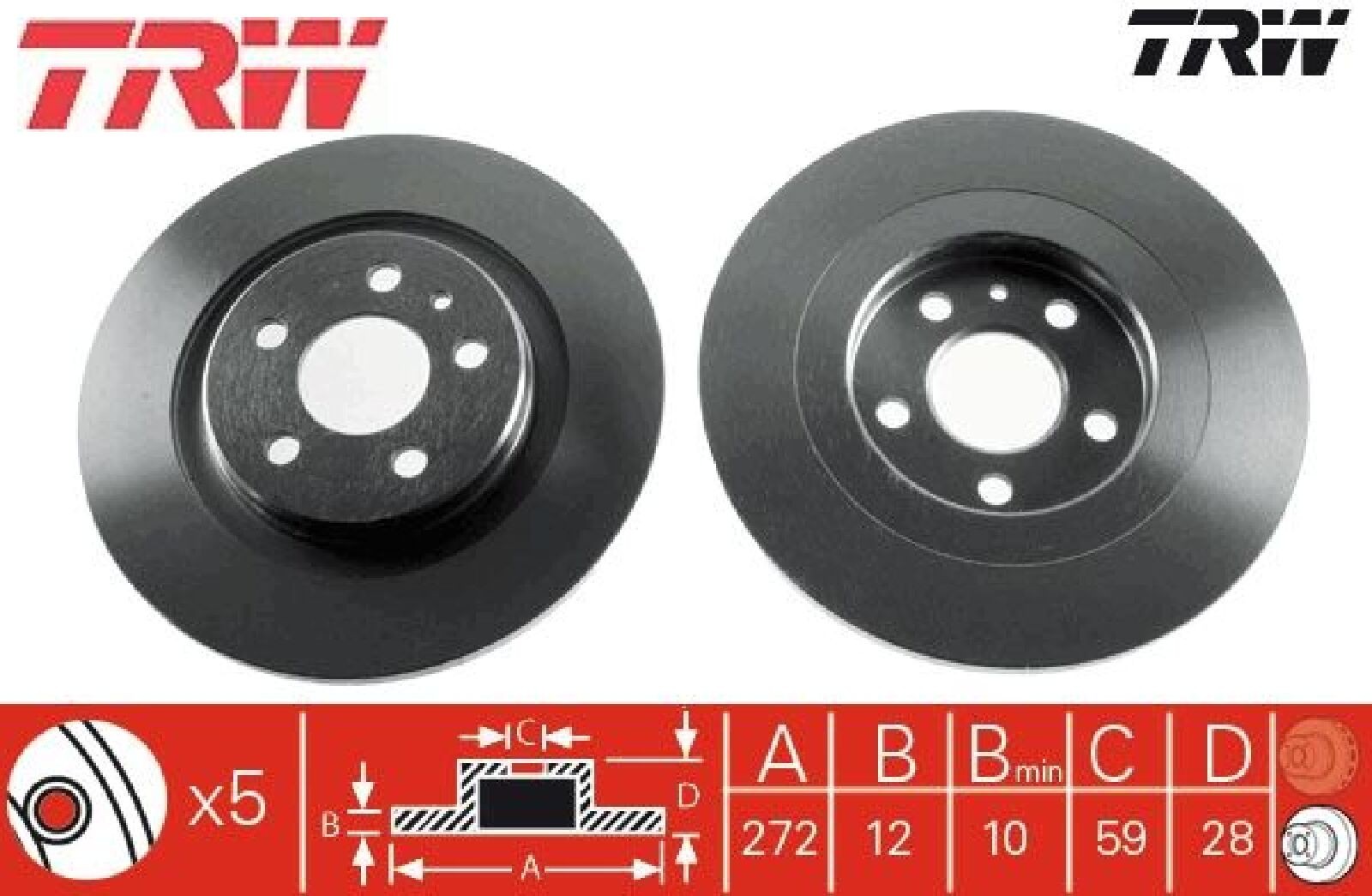 2x Bremsscheibe TRW DF4256 2 Bremsscheiben Hinterachse Hinten