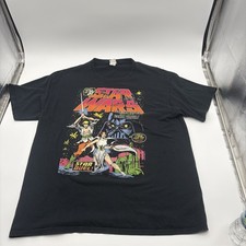Vintage Style Star Wars Luke Skywalker Darth Vader Star Duel FOTL T-Shirt L