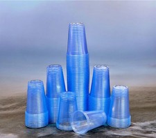 CHEAP Water Cups Tumblers 7oz Reusable Blue Plastic Drinking Cups for Vending