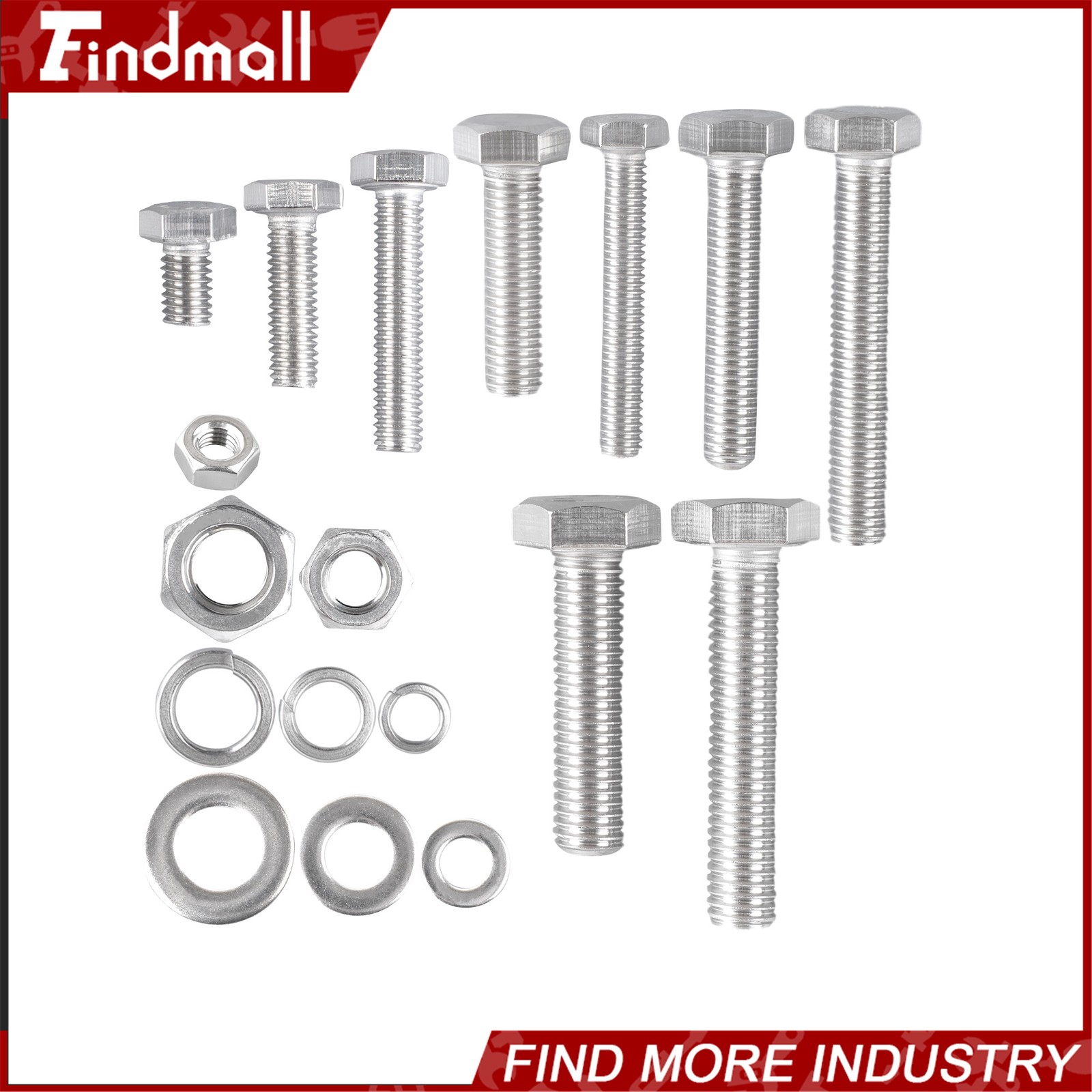 236PCS M6 M8 M10 Heavy Duty Bolts and Nuts Assortment Kit 304 Stainless Steel