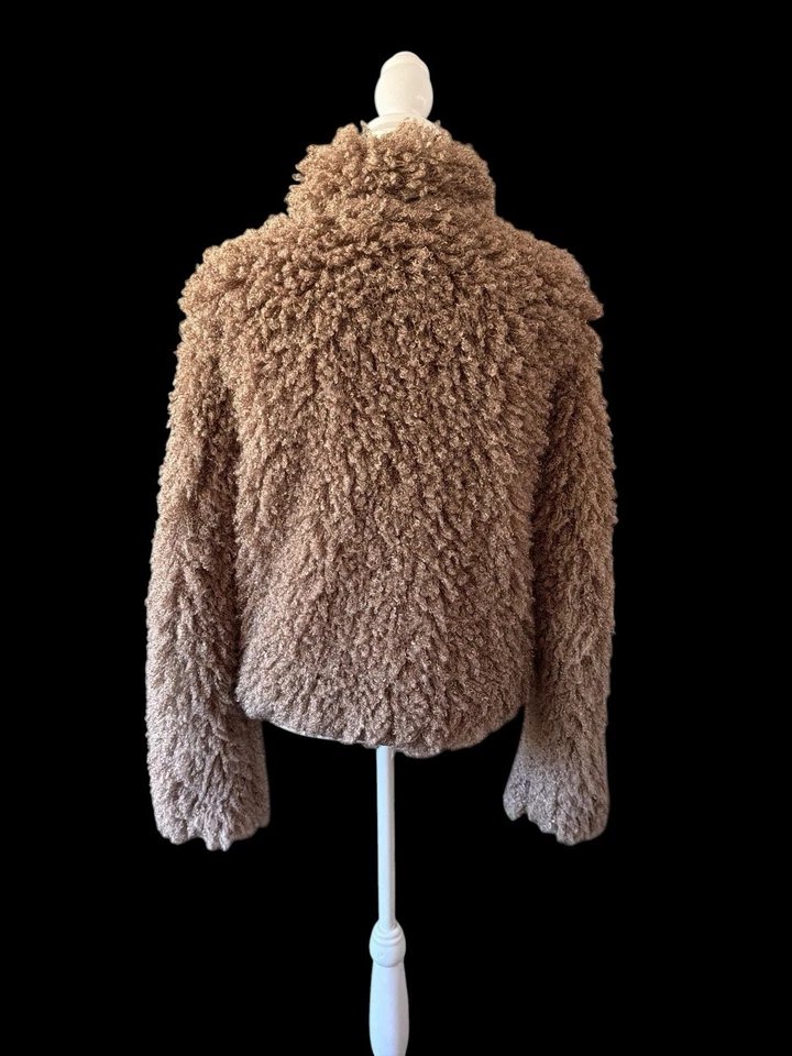 Bisou Bisou by Michele Bohbot Teddy Jacket L Faux Shearling Tan Buckle Closure - Image 4 of 4
