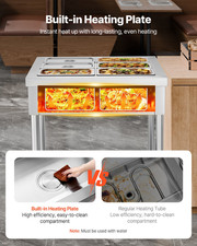 6 x 1/3 Pans Commercial Food Warmer Electric Steam Table with Undershelf