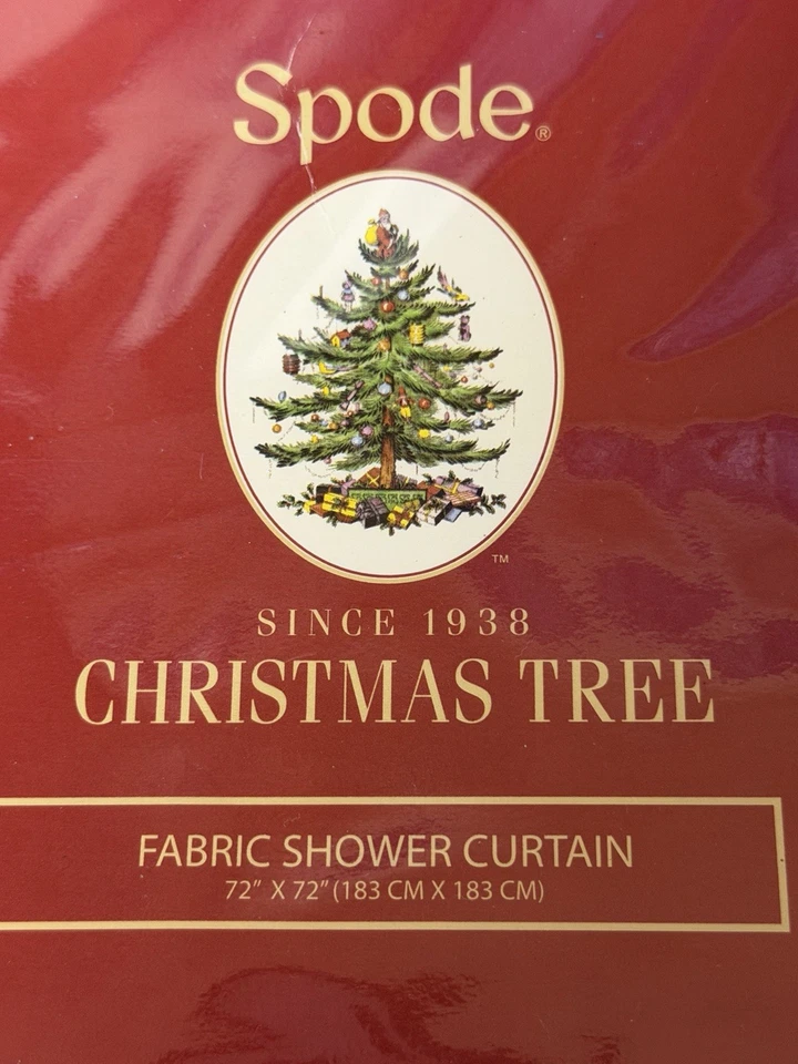 Cortina de ducha de tela Spode árbol de Navidad 72x72 nueva en paquete Foto 2 de 4