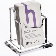 HeZone Vertical Business Card Holder Display for Desk 1 Slot Acrylic Clear 