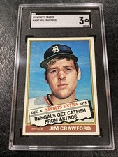 1976 TOPPS BASEBALL CARD #428T PITCHER JIM CRAWFORD SGC 3 TRADED TIGERS LOW POP