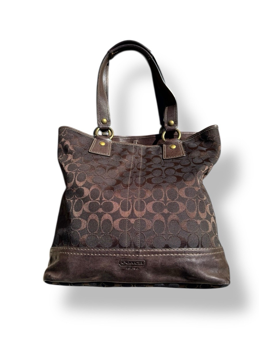 バッグ COACH Legacy Signature Turnlock Tote Bag Vtg Coach Legacy Gigi Signature Turnlock Chocolate Brown Tote Bag