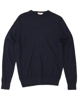 Dack's Herren Rundhals Pullover Sweater Medium Navy Blau Merinowolle AH09