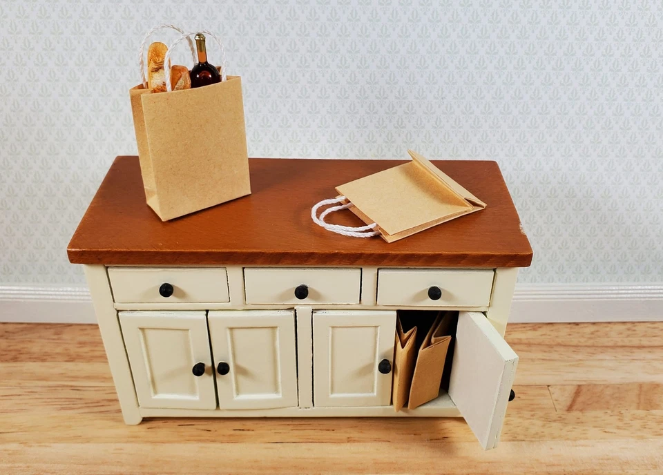 Casa de muñecas supermercado compras con asas 4 marrón escala 1:12 decoración miniatura Foto 2 de 4