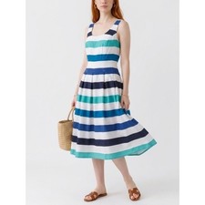 Nine West Striped Sleeveless Fit & Flare Midi Dress – Size 16 Office Party