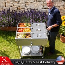 30" Commercial 6-Pan LP GAS Steam Table 10000BTU Wheel Food Warmer 1/3 Size Pan