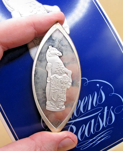 BULLION 1976 1.5oz Silver Ingot QUEENS BEASTS The White Horse Of Hanover