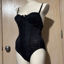 Lynda Style 6095 Front zip Hook Crotch Body Shaper 36 B Strap/Strapless Black