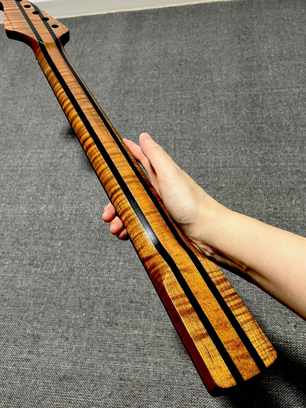 S S 5 pezzi Ebano 22Fret satinato fai da te fiamma arrosto acero chitarra elettrica collo 12 pollici foto 5