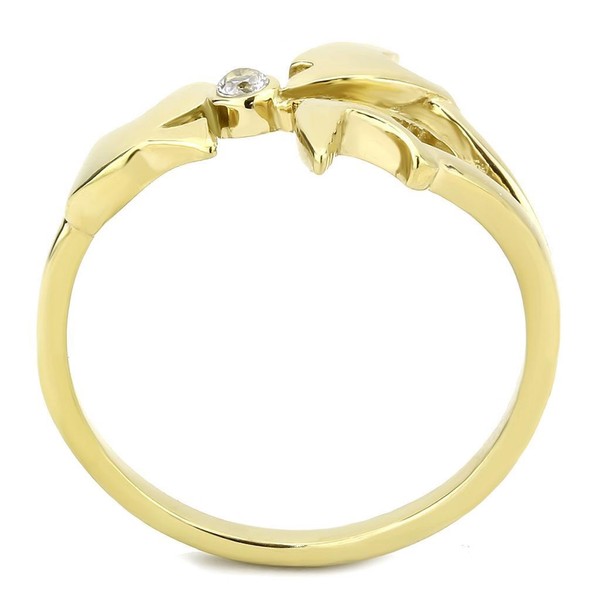 Alternate view of Women's Doves Ring, Clear Cz, 14k Gold Plated, Steel, Dove Ring