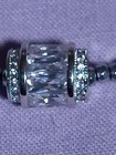 Vtg. 925 Sterling Silver "Luc CN" Bead Chain Necklace W/ CZ Tube Style Pendant — photo 4