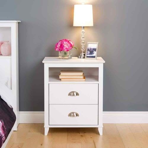 Yaletown 2-Drawer White Nightstand - Picture 5 of 6