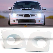 Fit 06 07 Impreza WRX Pair White Painted Fog Light Lamp Bezel Bumper Cover Cap