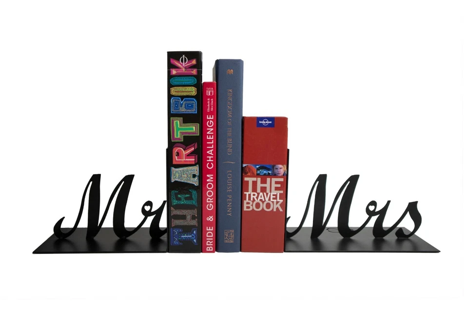 Sujetalibros metálicos Mr & Mrs | Gran regalo para recién casados | NewBeginningz | Idea de regalo Foto 2 de 4