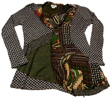 Monroe & Main Womens Tunic Top Sz M Multicolor Geometric Cowl Neck Long Sleeve