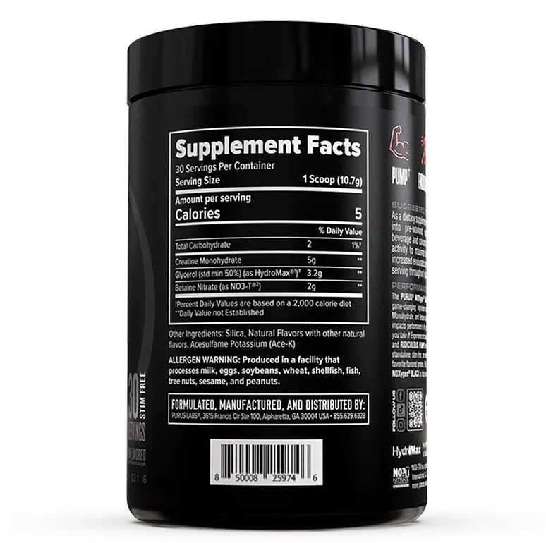 Noxygen Black by Purus Labs: Extreme Pump Pre-workout Accelerator with Creatine - Image 4 of 4