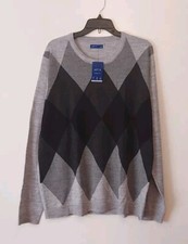 Apt 9 Gray And Black Argyle Sweater Long Sleeve Men's Size XLarge NWT
