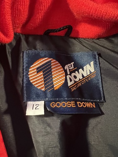 Vintage 1st Down Goose Down Jacket MADE IN USA Puffer Red Size 12 - Picture 16 of 17