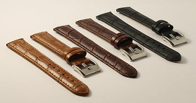 Echt-Leder-Uhrenarmband-Kroko-18mm-CrocoGrain-Genuine Leather-black-brown-tan