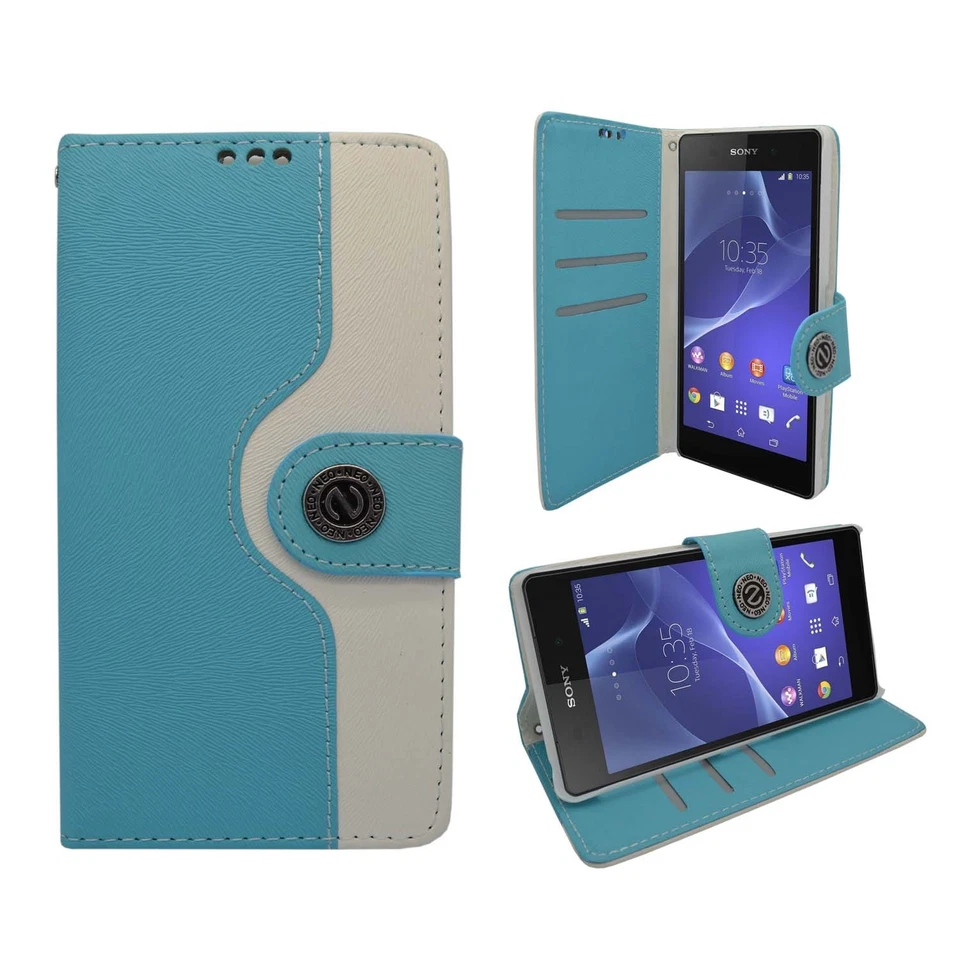 FUNDA PARA SONY XPERIA Z2 CARTERA DOS COLORES DISEÑO IMPRESIÓN ABATIBLE CUBIERTA DE CUERO PU Foto 3 de 4