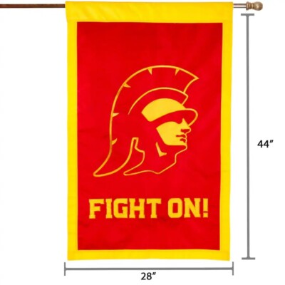 USC Trojans Fight On Two Sided Flag Vertical Mount W28'' X H44'' Embroidered Logo