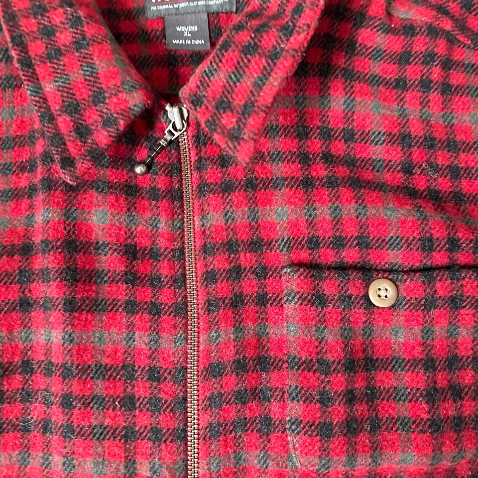 Chaqueta Woolrich Mujer Extra Grande XL Roja Negra Mackinaw Cremallera Completa Damas Foto 3 de 4