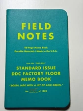 Field Notes DDC Factory Floor Sorta Jade Standard Issue No. 114 of 1500 - Unused