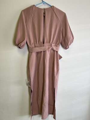 ASOS Petite Puff Sleeve Button Through Belted Midi Dress Rose Dust sz US 6/UK10 ASOS Petite Puff Sleeve Button Through Belted Midi Dress Rose Dust sz US 6/UK10