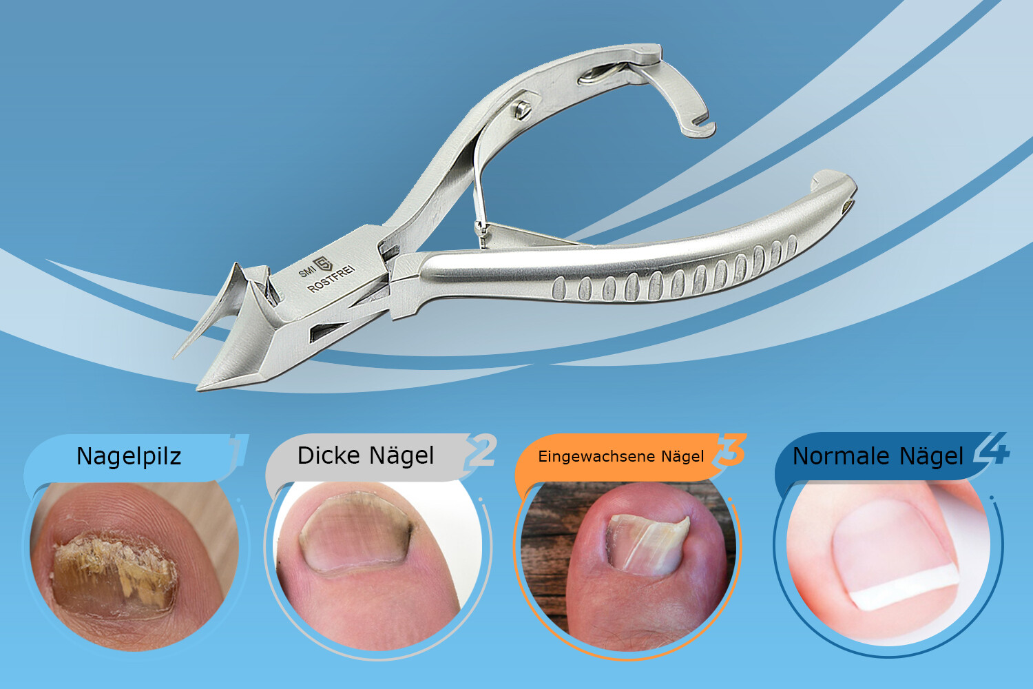 SMI Kopfschneider Für Fußnägel – Edelstahl, 16 Cm, Mit Etui – Für Dicke Nägel & Senioren