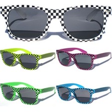 SMALL KIDS CHILD SIZE Sunglasses Checker Frame Boys Girls Classic Retro 80s Sun