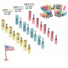 Crimp Connectors Heat Shrink Male Female Spade Bullet Terminals Wire 22-10AWG