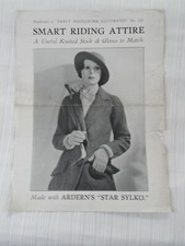Vintage 1940's Knitting Pattern Ladies  Riding Stock & Gloves Free P & P