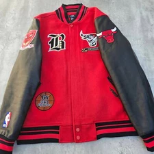 Pro Standard Chicago Bulls Pro Prep Rib Varsity Jacket - Red / Black XXL
